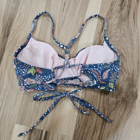 Title Nine Tidal Rave Underwire Agave Blue Floral Bikini Top Keukenhof 32C Swim - Picture 9 of 14